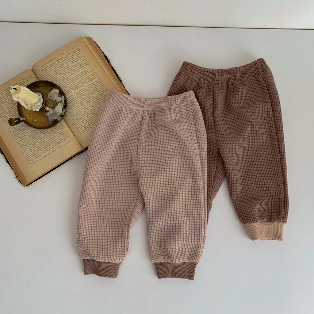Set Đồ Mùa Đông 2 Món Gồm Áo Hoodie Cotton Tay Dài In Hình Waffle Thời Trang Hàn Quốc + 1 Quần Cho Bé