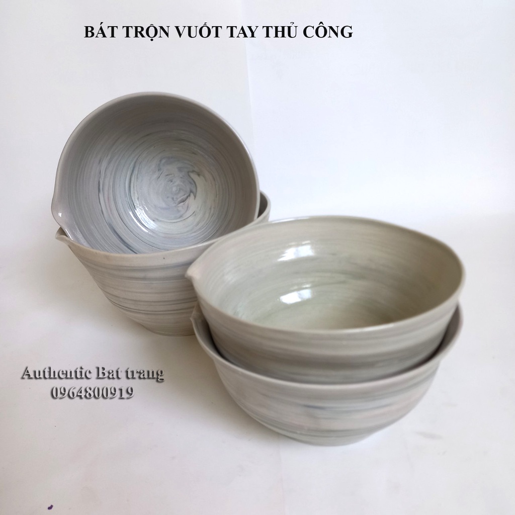 Bát trộn làm bánh D15h9cm, chụp ảnh sản phẩm, trang trí món ăn - bát trộn vuốt tay 100 % - gốm sứ Authentic  bát tràng