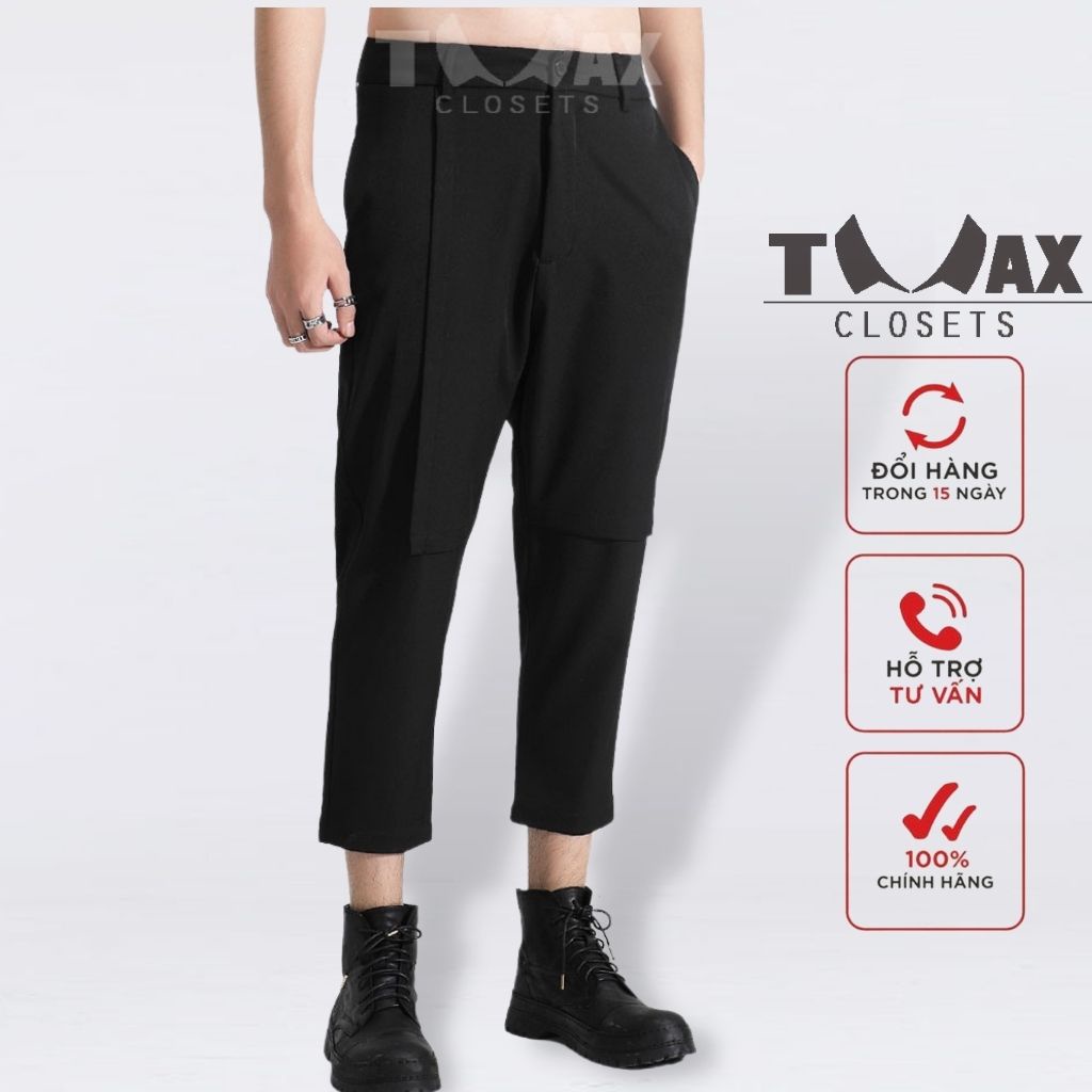 Quần baggy nam vạt giả TMAXCLOSETS cách điệu cá tính, vải kaki cotton  mềm mịn, thoáng mát TM-Q1026