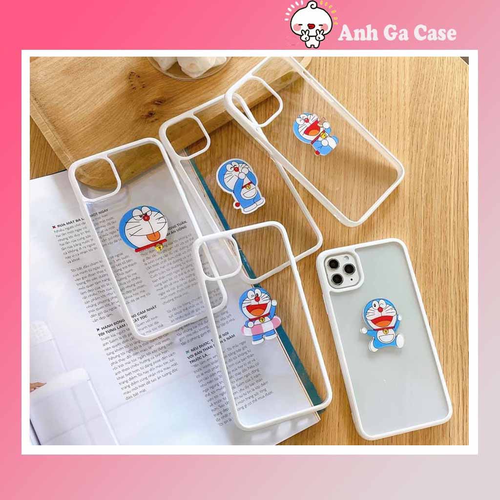 Ốp lưng iphone VIỀN ROCK TRẮNG DOREMON DẸT 6s plus/6/7/7plus/8/8plus/x/xs/xs max/11/11 pro/11 promax,Anh Ga Cas