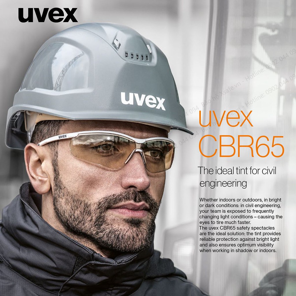 Kính bảo hộ UVEX PHEOS CX2 9193064 Kính chống bụi, chống hơi nước, trầy xước vượt trội, ngăn chặn tia UV, mắt kính đi xe