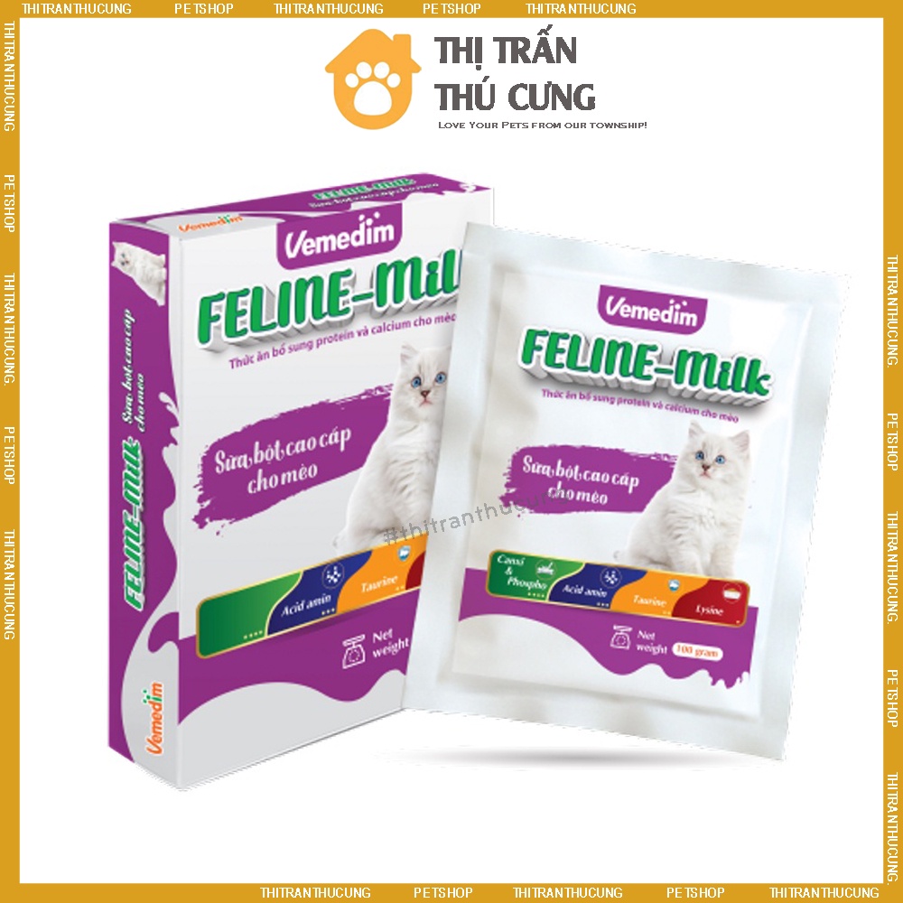 Vemedim Feline Milk - Sữa Bột Cao Cấp Dành Cho Mèo hộp giấy 100g Vemedim chính hãng