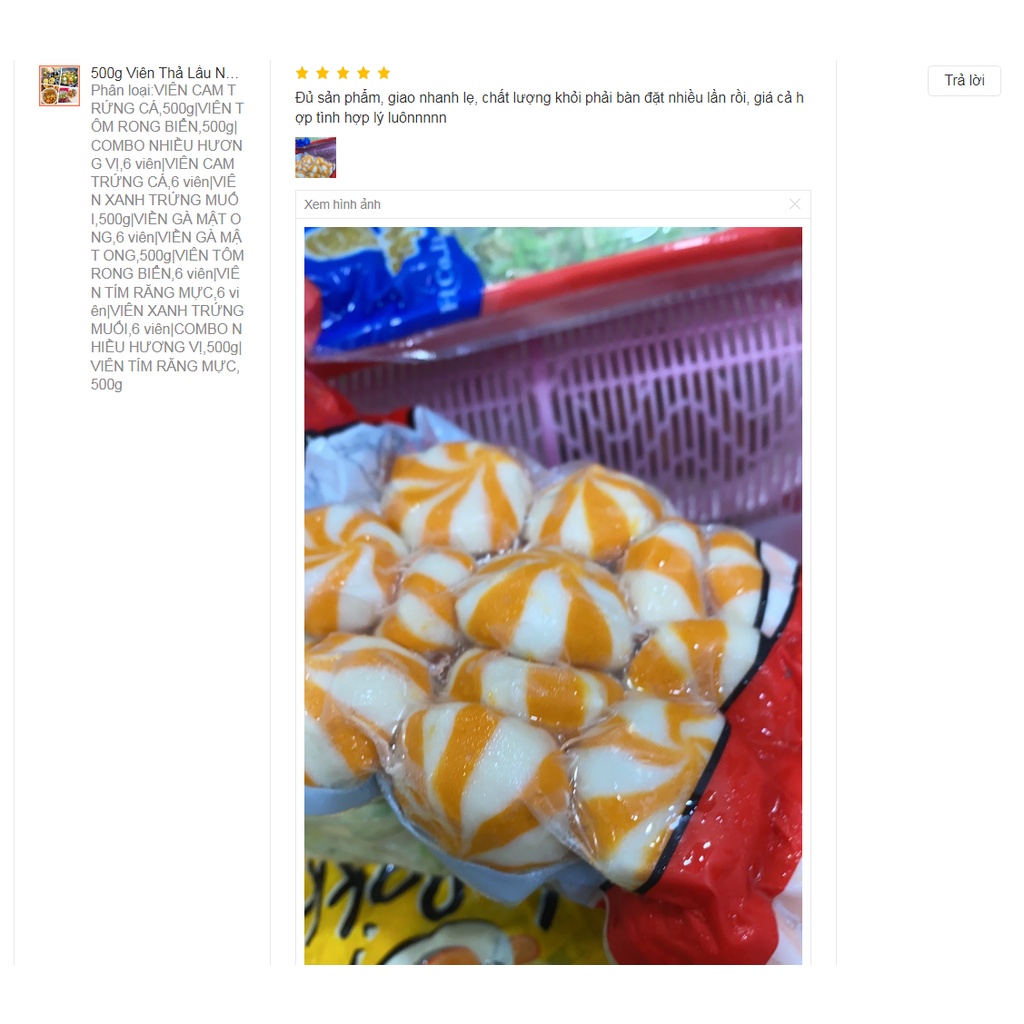 viên thả lẩu bánh bao nhân trứng PHUMARK gói 500g (màu cam) _ THỰC PHẨM NƯƠNG FOOD