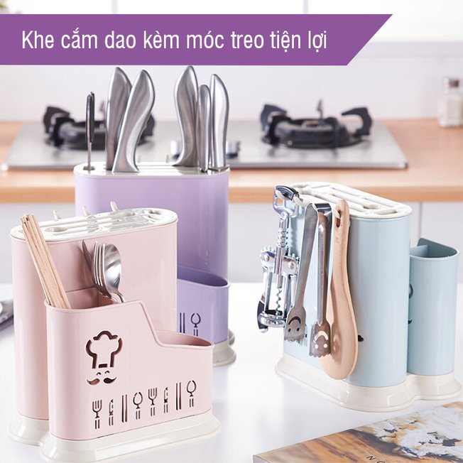Ống đựng đũa thìa đa năng nhựa Việt Nhật kèm khay cắm dao kéo . Ống đũa xuất khẩu.VN2776