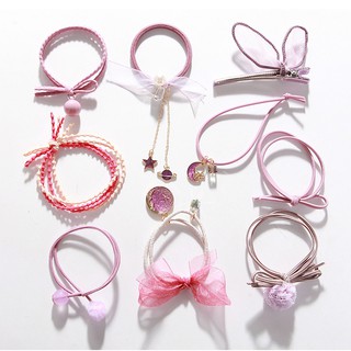 Túi rút Set 9 Dây cột tóc style HÀN đính đá XINH XẮN co giãn hạn chế đứt gãy tóc cho bạn gái