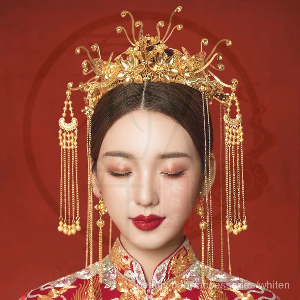 Vương miện cài tóc 48h đính tua rua phong cách cổ điển cho cô dâu