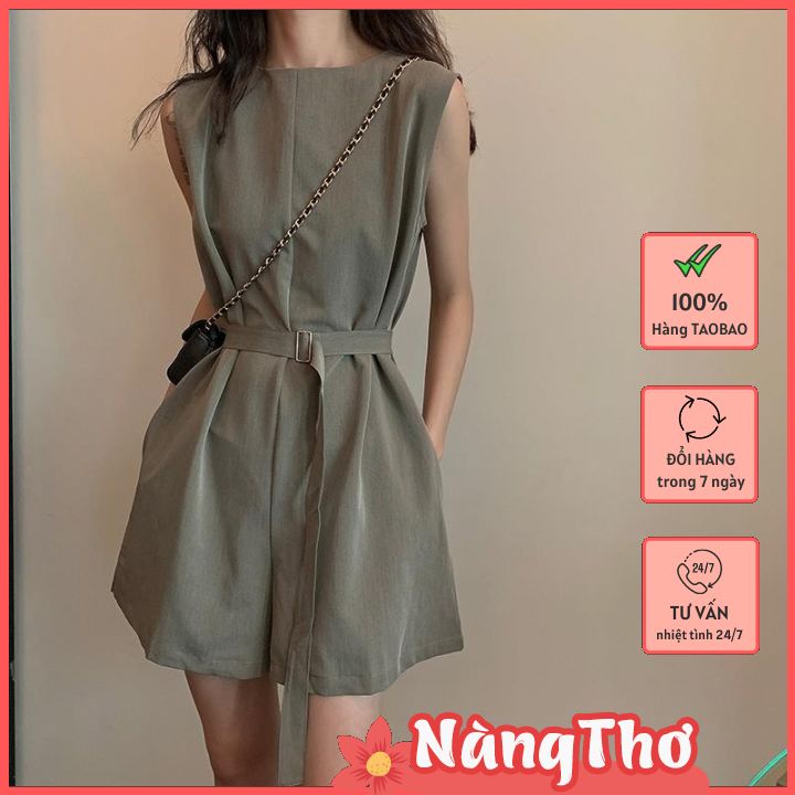Jumpsuit kèm đai lưng bo eo đơn giản phong cách Hàn Quốc