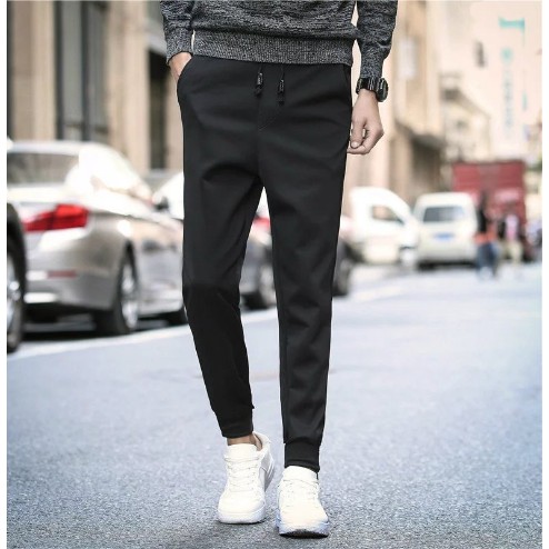 Quần thun jogger thể thao đen trơn 2018