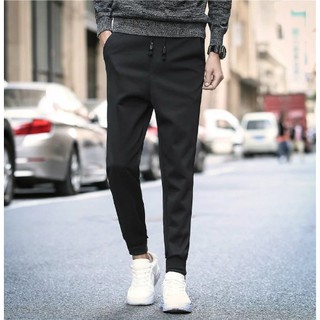 Quần thun jogger thể thao đen trơn 2018