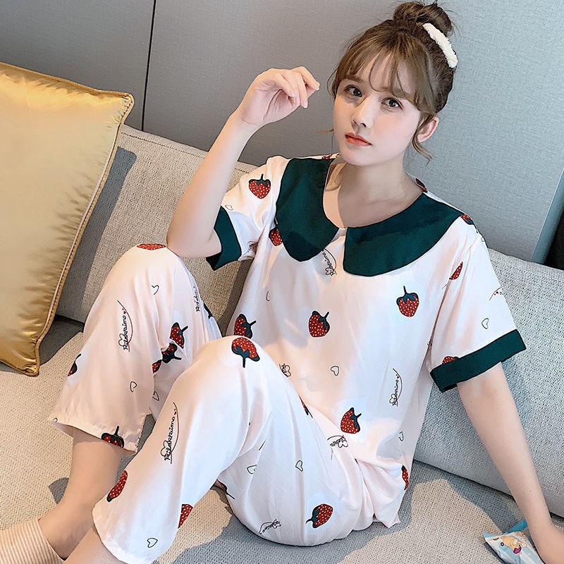 Thứ hai nơi bán hàng trong cửa của chúng tôi] Bộ đồ ngủ pijama nữ, cotton lụa có thể mặc ở nhà, lụa, quần tây ngắn