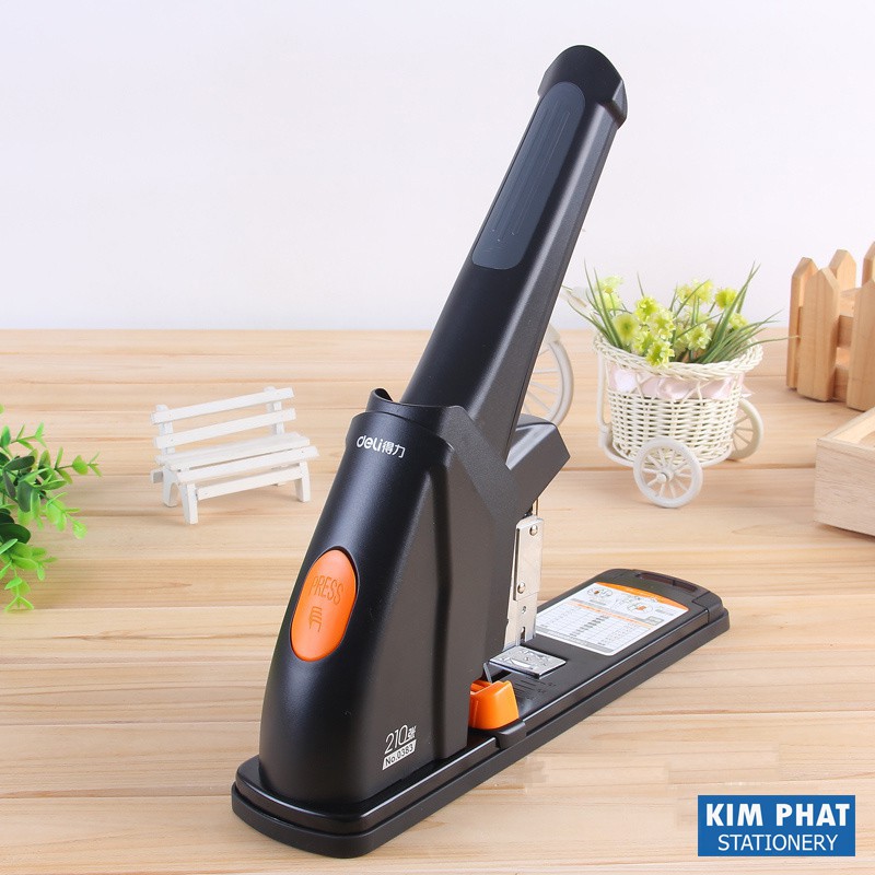 Bấm kim lớn, dập ghim đại có TRỢ LỰC, tiết kiệm 60% lực 210 tờ Deli E0383