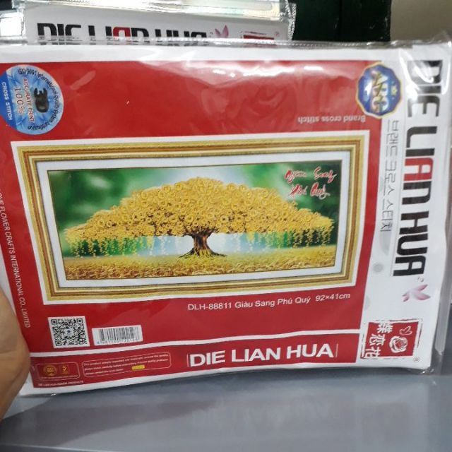 Tranh thêu chữ thập cây tài lộc 88811(92×41)