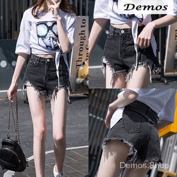 Thời Trang Nữ Quần jeans ngắn phối kiểu rách thời trang dành cho nữ