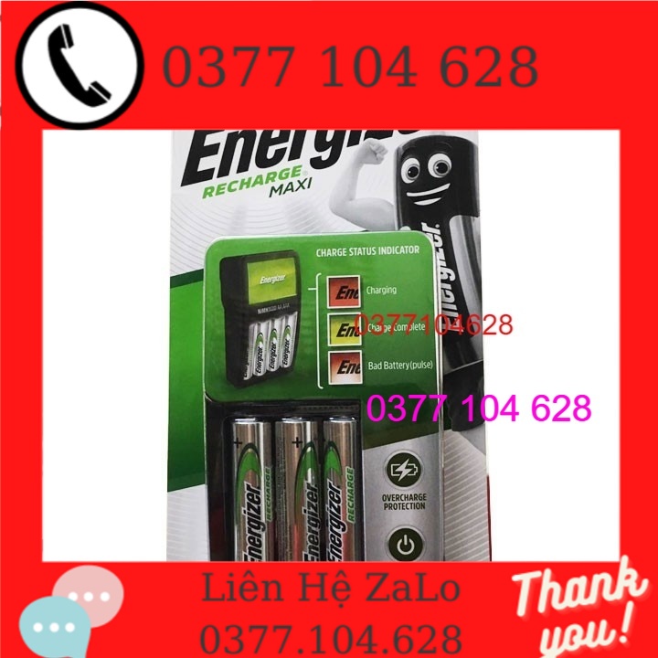 2 máy sạc pin Energizer CHVCM4 kèm 4 viên pin AA 2000MAH