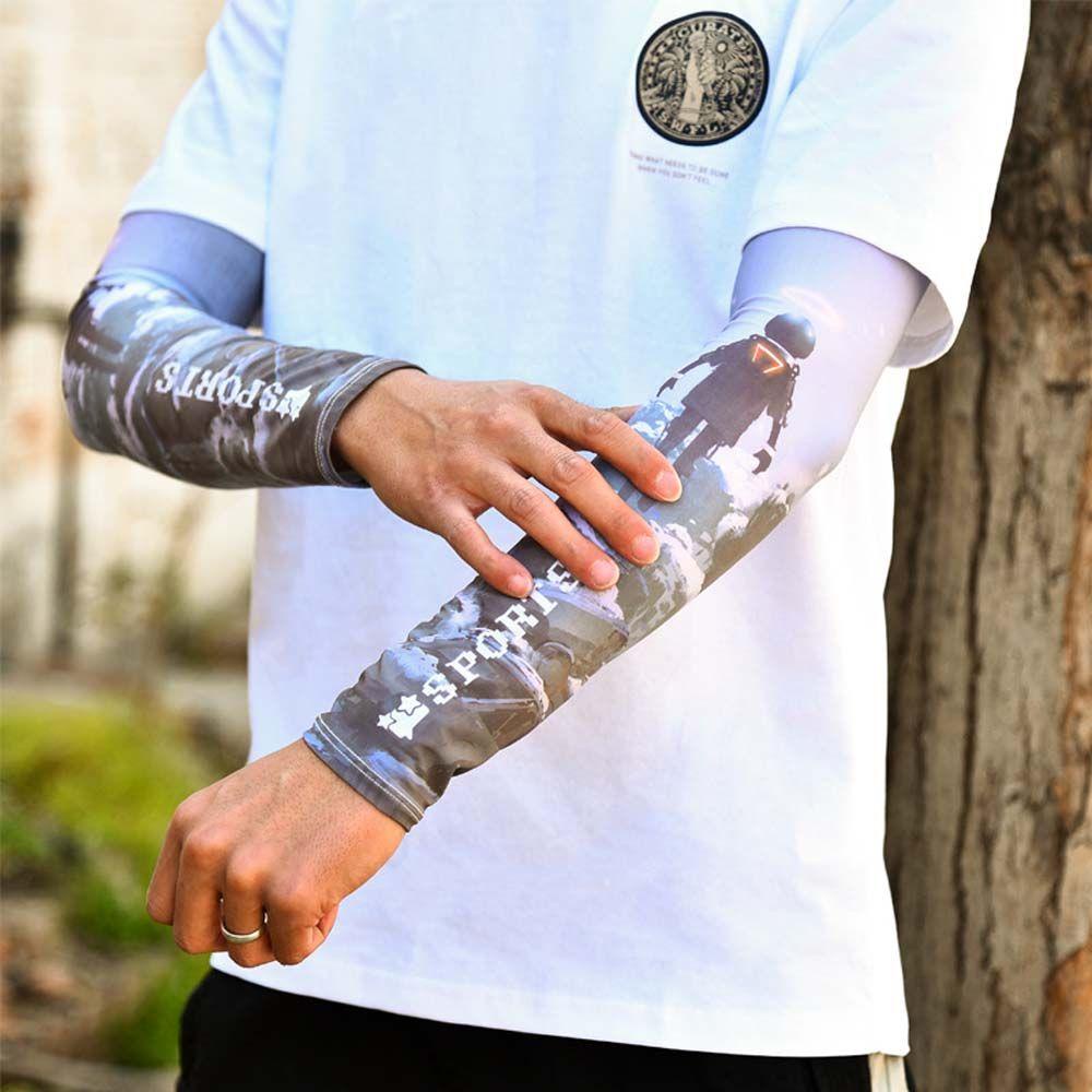 1 Cặp Găng Tay Giữ Ấm Cánh Tay Bằng Lụa Lạnh Bảo Vệ Chống Tia UV Cho Nam Nữ