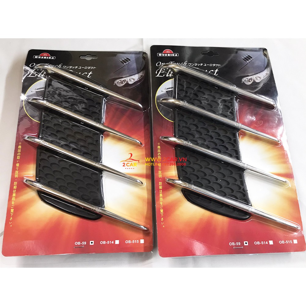 Hốc gió giả mang cá dán trang trí ô tô, bộ 2 chiếc