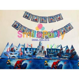 Set trang trí sinh nhật để bàn chủ đề NGƯỜI NHỆN(13 món)