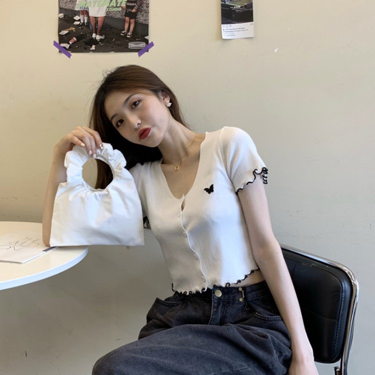 Áo len tăm tay lỡ cao cấp, Áo dệt kim ngắn tay nữ phong cách ulzzang Hàn Quốc C33 - Maoshop | BigBuy360 - bigbuy360.vn