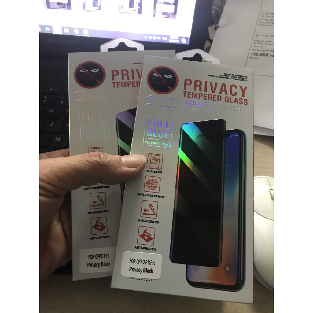 Miếng dán kính cường lực chống nhìn trộm cho Oppo F11/F11 Pro