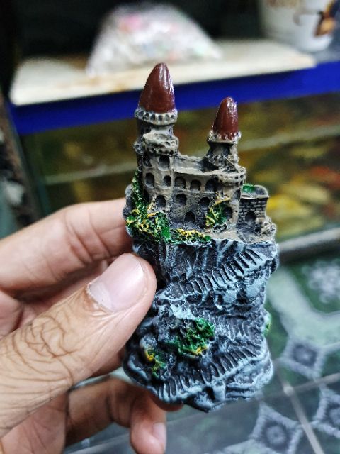 LÂU ĐÀI MINI TRANG TRÍ HỒ CÁ NON BỘ 4x2x8cm