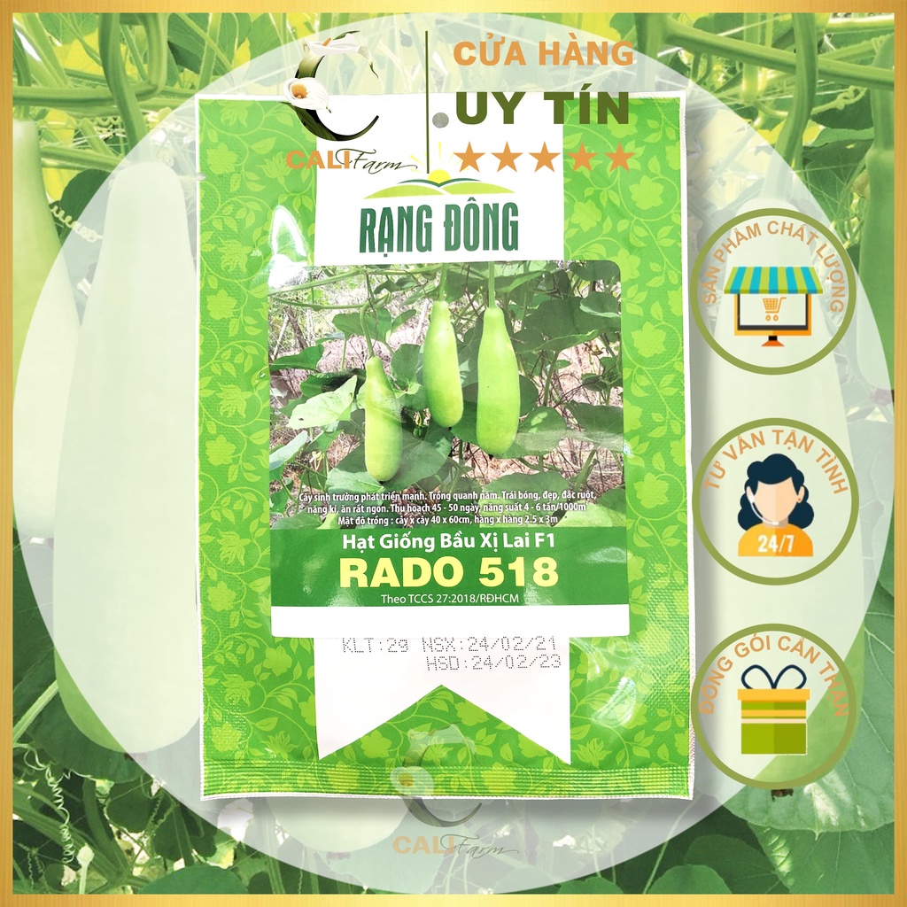 Hạt Giống Bầu Xị Lai F1 Rado 518 gói 2gr Dễ trồng, Trái bóng đẹp, Ăn rất ngon