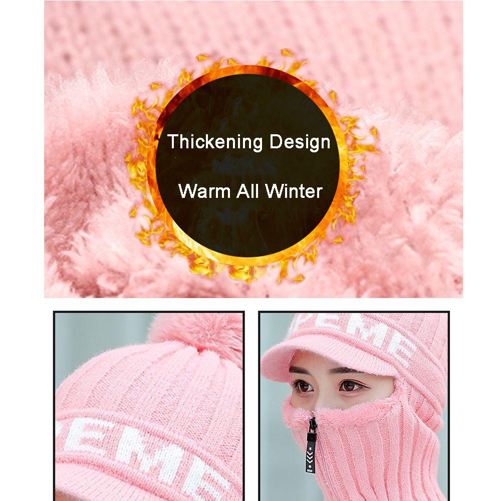 Mũ Beanie Kèm Khăn Choàng Cổ Phủ Lông Giữ Ấm Mùa Đông Thiết Kế Dễ Thương