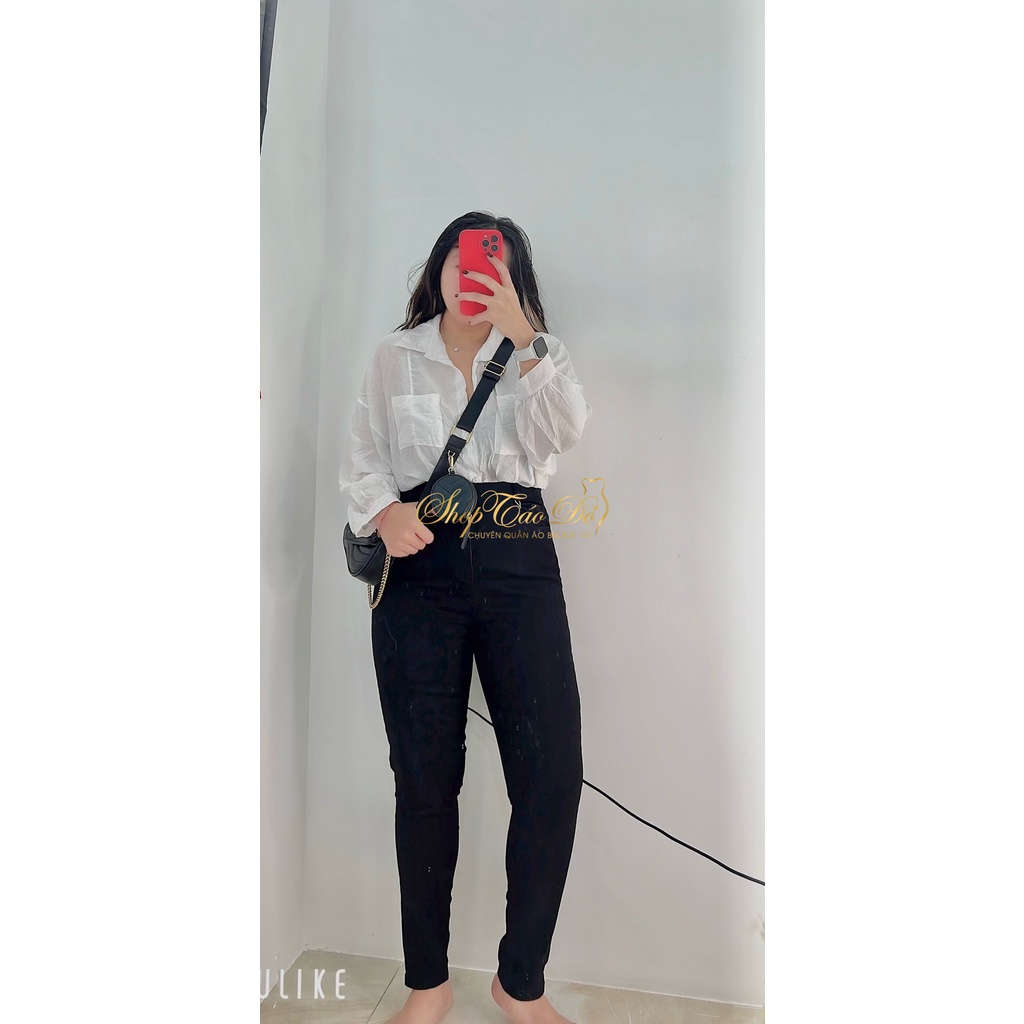 (TÁO ĐỎ BIGSIZE 55-90KG) Quần jean nữ lưng siêu cao siêu co giãn đen tuyền J10 (ảnh thật shop chụp 100%)
