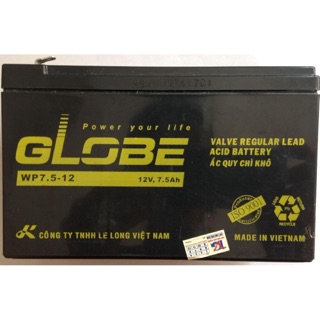 Bình Ắc Quy Khô GLOBE 12V-7,5AH - Dành cho Bộ lưu điện UPS , Quạt tích điện , Bình thuốc sâu