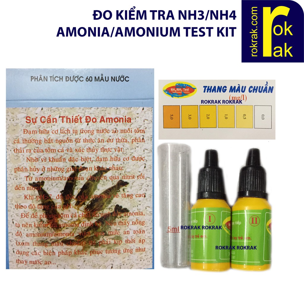 GIÁ SỈ-Kiểm tra NH3 NH4 Đo Amonia Amonium Test Kit TP cho hồ cá