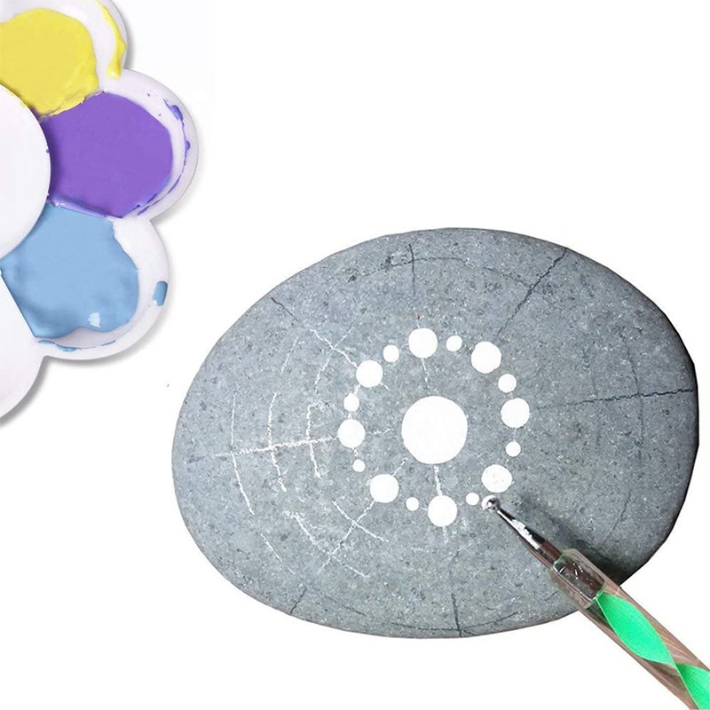 Bộ 17 Dụng Cụ Khuôn Họa Tiết Mandala Gồm Bút Bi Và Khay Đựng Sơn