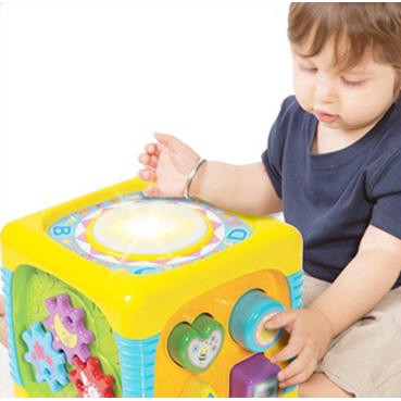 Đồ chơi giáo dục sớm cho bé 6 tới 24 tháng: Hộp âm nhạc, thả hình khối, đồ chơi trống cho bé - hình lục giác Winfun 0741