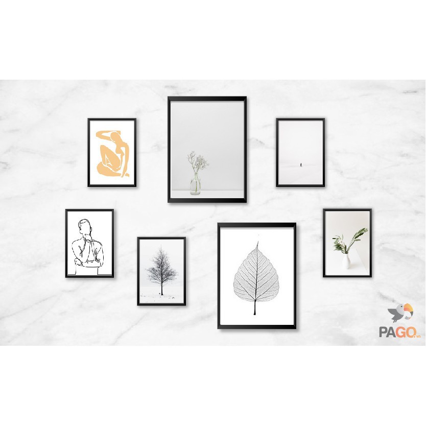 Khung hình mặt kính 30x45 cm, vách gỗ ván ép