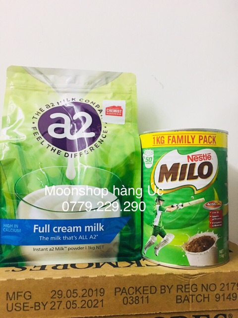 Sữa A2 Skim Milk tách béo và Sữa A2 nguyên kem Úc dạng hộp mẫu mới date xa