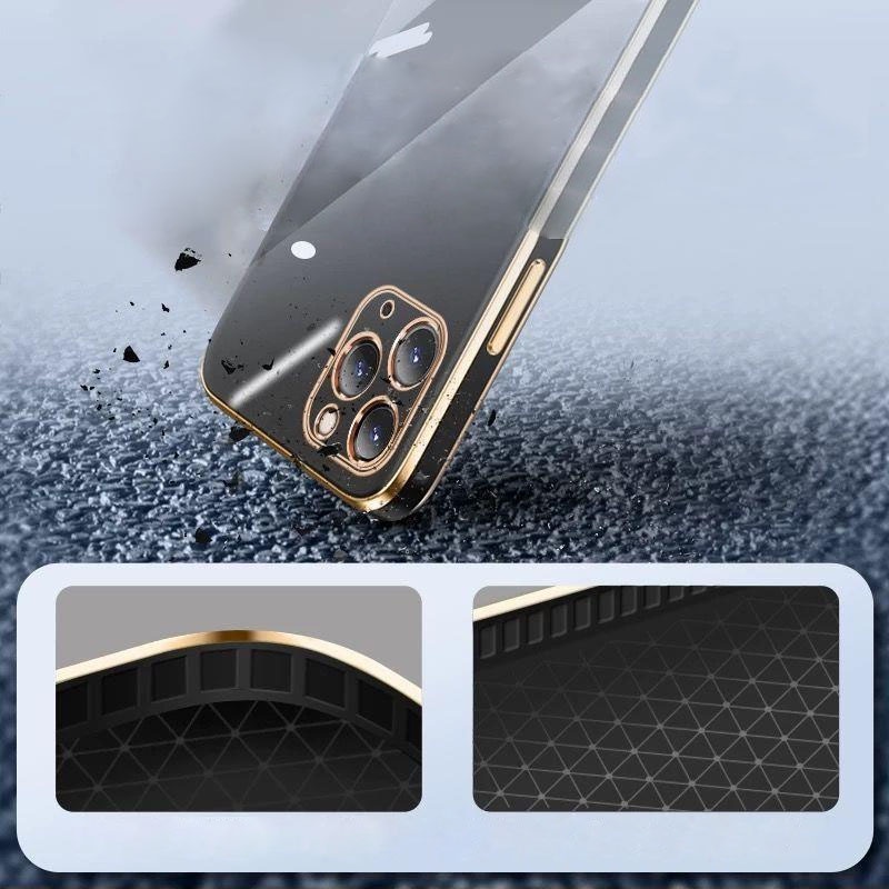 Ốp Điện Thoại Silicon Mềm Mạ Điện Viền Màu Vàng Cho iPhone 11 12 Pro Max 7 8 SE 2020 8 Plus Xr XsMax X 6s 6 Plus