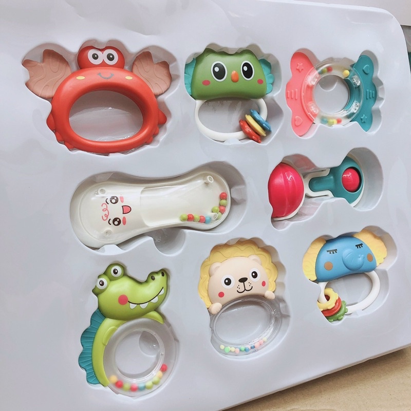 Bộ đồ chơi xúc xắc động vật kèm gặm nướu Umoo Baby Rattle 8 chi tiết 𝐁𝐞𝐞𝐡𝐨𝐮𝐬𝐞