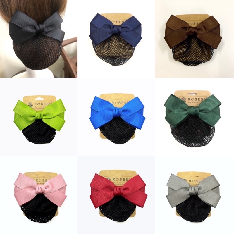 Kẹp lưới búi nơ gân ROSES Hair Accessories