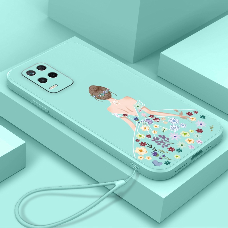 Ốp Điện Thoại TPU Silicon Mềm Họa Tiết Hoa Xinh Xắn Có Dây Đeo Cho oppo a54 a55 a74 a94 a95