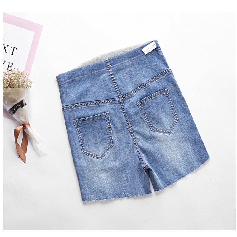 Quần Short Denim 5 Tấc Phong Cách Hàn Quốc Thời Trang Xuân Hè 2018 Cho Mẹ Bầu