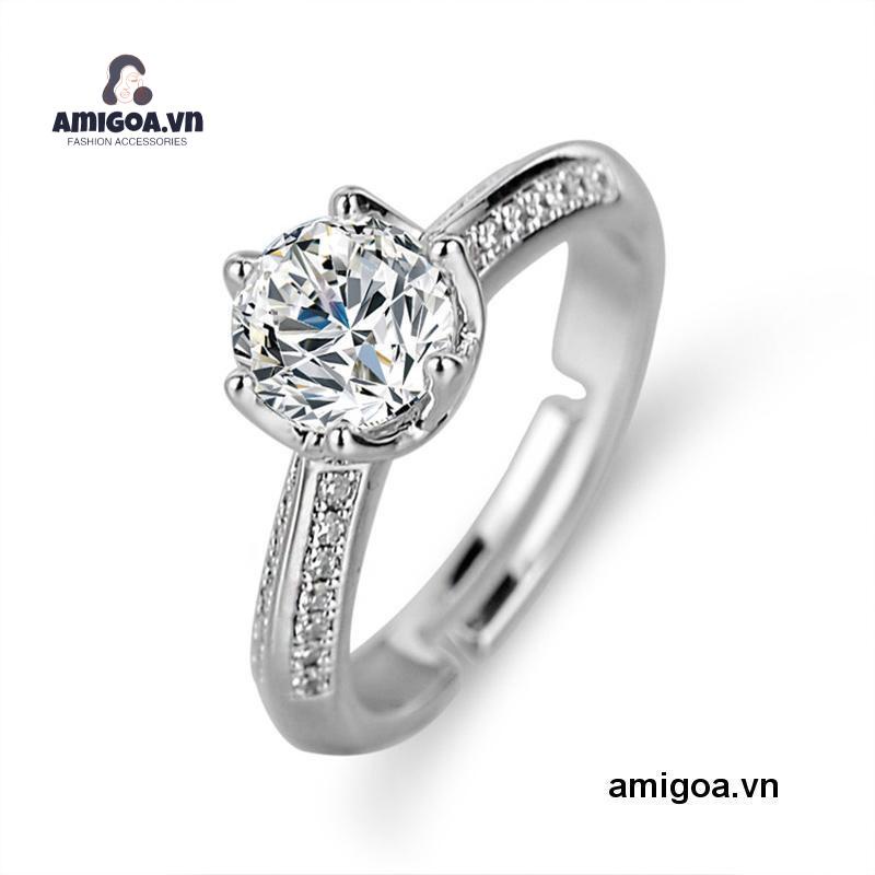 Nhẫn Bạc 925 Đính Đá Zircon Thời Trang Có Thể Điều Chỉnh Cho Nữ