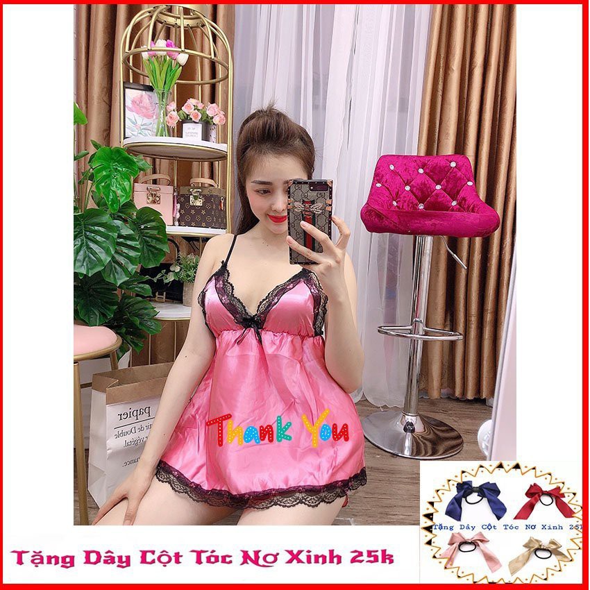 [TẶNG DÂY CỘT TÓC NƠ XINH 25K] - [ ĐƯỢC ĐỔI TRẢ] SET ĐỒ BỘ NGỦ DÂY ĐƠN XẺ TÀTRƠN NHÚN NGỰC VIỀN REN 58KG