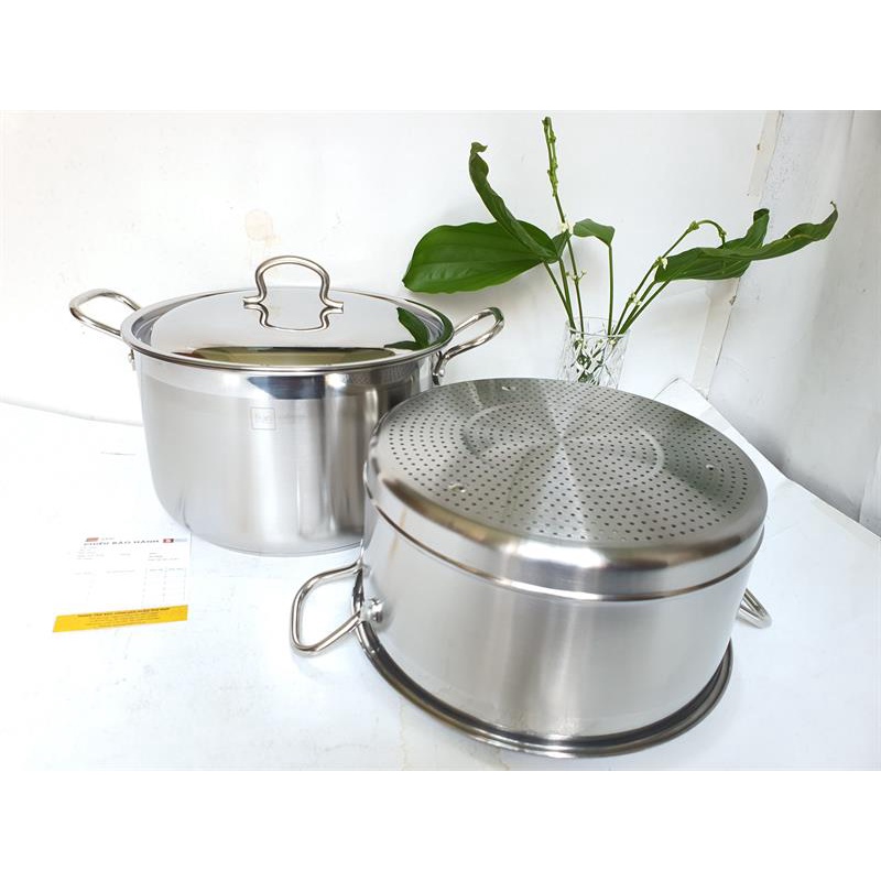 Bộ nồi xửng hấp 3 đáy inox 430 FiveStar Standard nắp kính