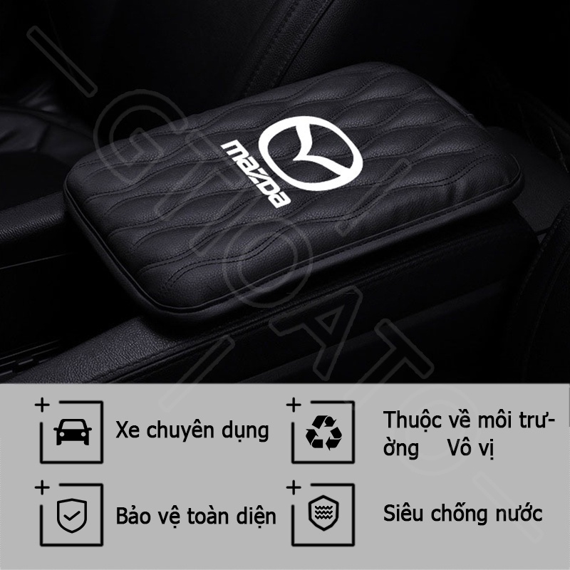 GTIOATO Đệm Tì Tay Ô Tô Đệm Da Lót Hộp Tỳ Tay Đệm Tỳ Tay Ô Tô Lót Hộp Tỳ Tay Đệm Kê Tay Cho Xe Hơi MiếNg LóT ChốNg ThấM ĐệM Tỳ Tay Trang Trí NộI ThấT Ô Tô Cho Mazda 3 5 CX7 MX5 6 Wagon CX5 2 RX7 CX30 CX-3 CX8 CX3 Atenza BT50 323 Axela CX9