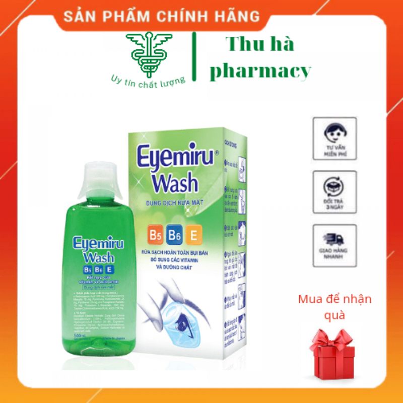 Dung dịch rửa mắt Eyemiru wash , nước rửa mắt nhật bản chai 500ml - Hàng chính hãng- NTTH