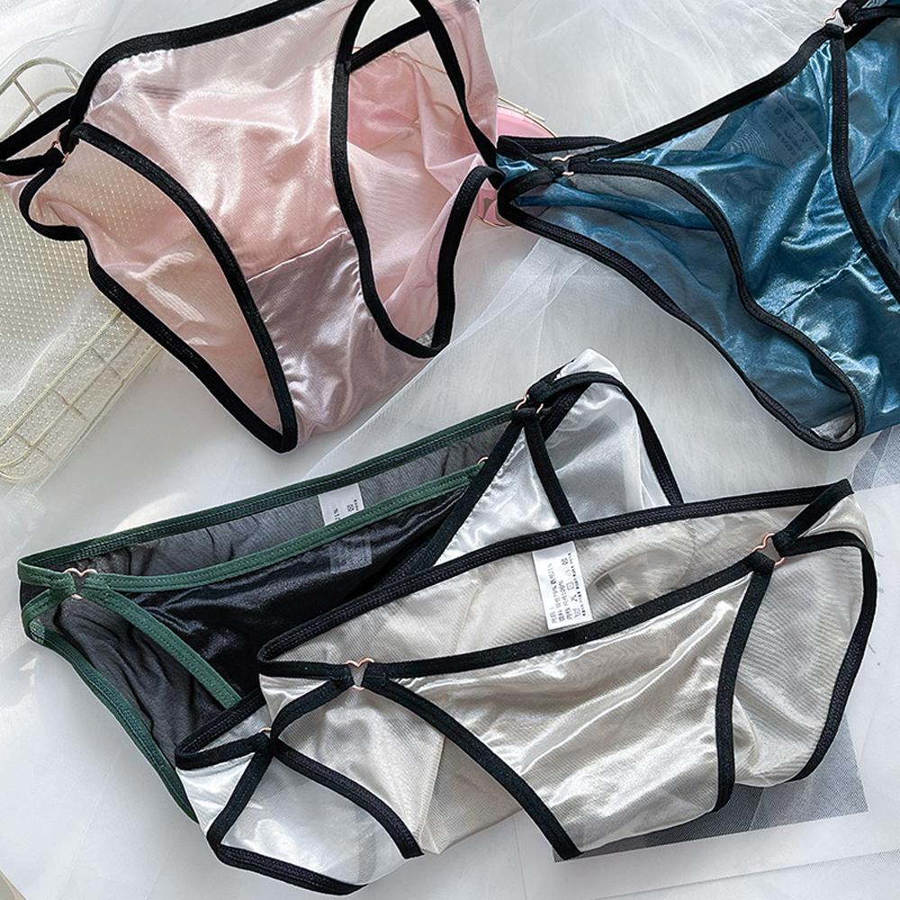 Quần Lót Lọt Khe Vải Cotton Lụa Lạnh Không Đường May Họa Tiết Trái Tim Dễ Thương Cho Nữ