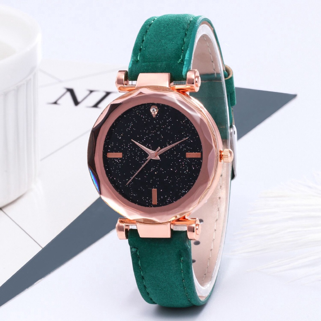 Kegllect Đồng Hồ Nữ Dây Da Mặt Hình Ngôi Sao