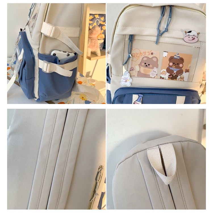 Balo YADOU màu tương phản sức chứa lớn thời trang dễ thương cho bé gái học sinh