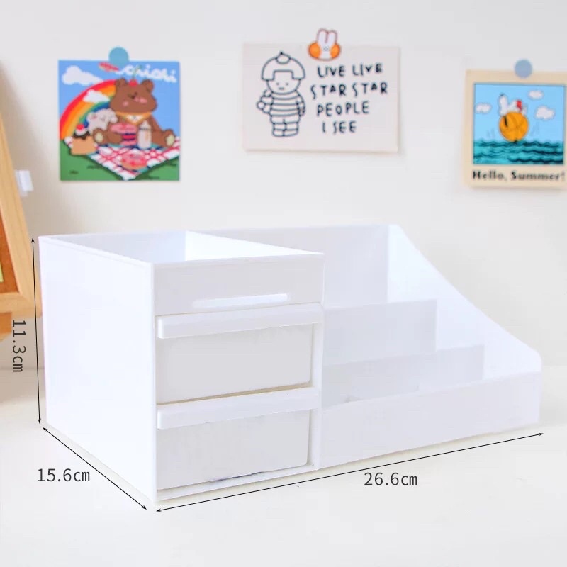 Khay/Kệ Mỹ Phẩm Đa Năng - Kệ Decor Góc Học Tập tặng kèm sticker trang trí cute