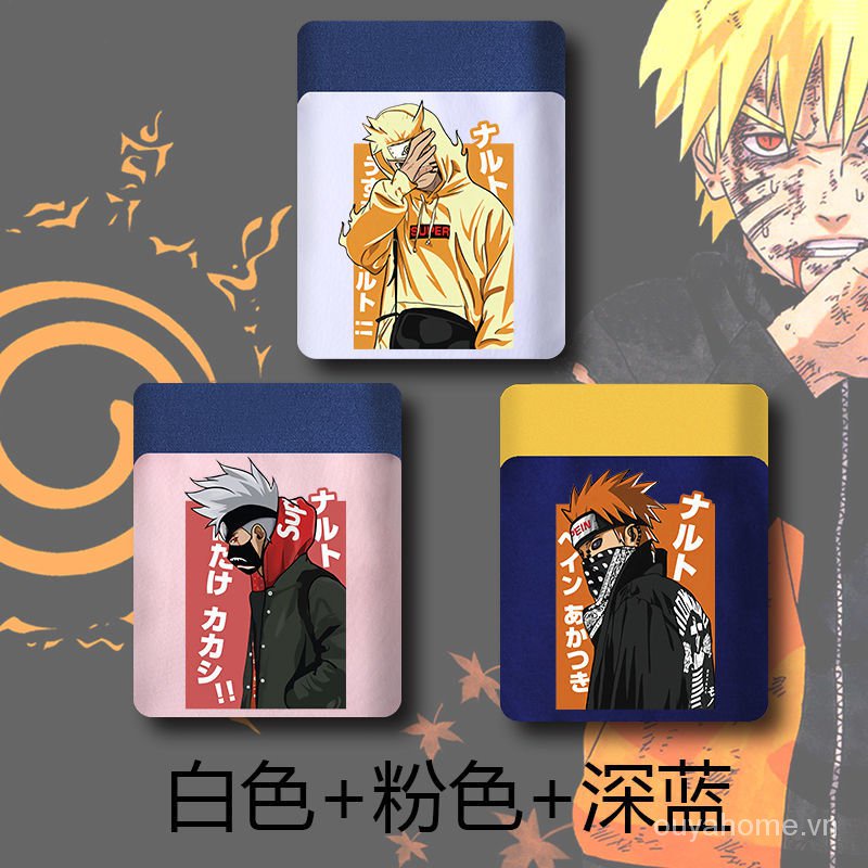 Quần lót cotton dáng rộng in hoạ tiết hoạt hình Naruto dành cho nam giới