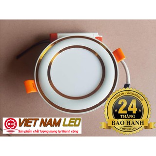 Đèn Led âm trần 7W viền vàng cong, đổi 3 màu