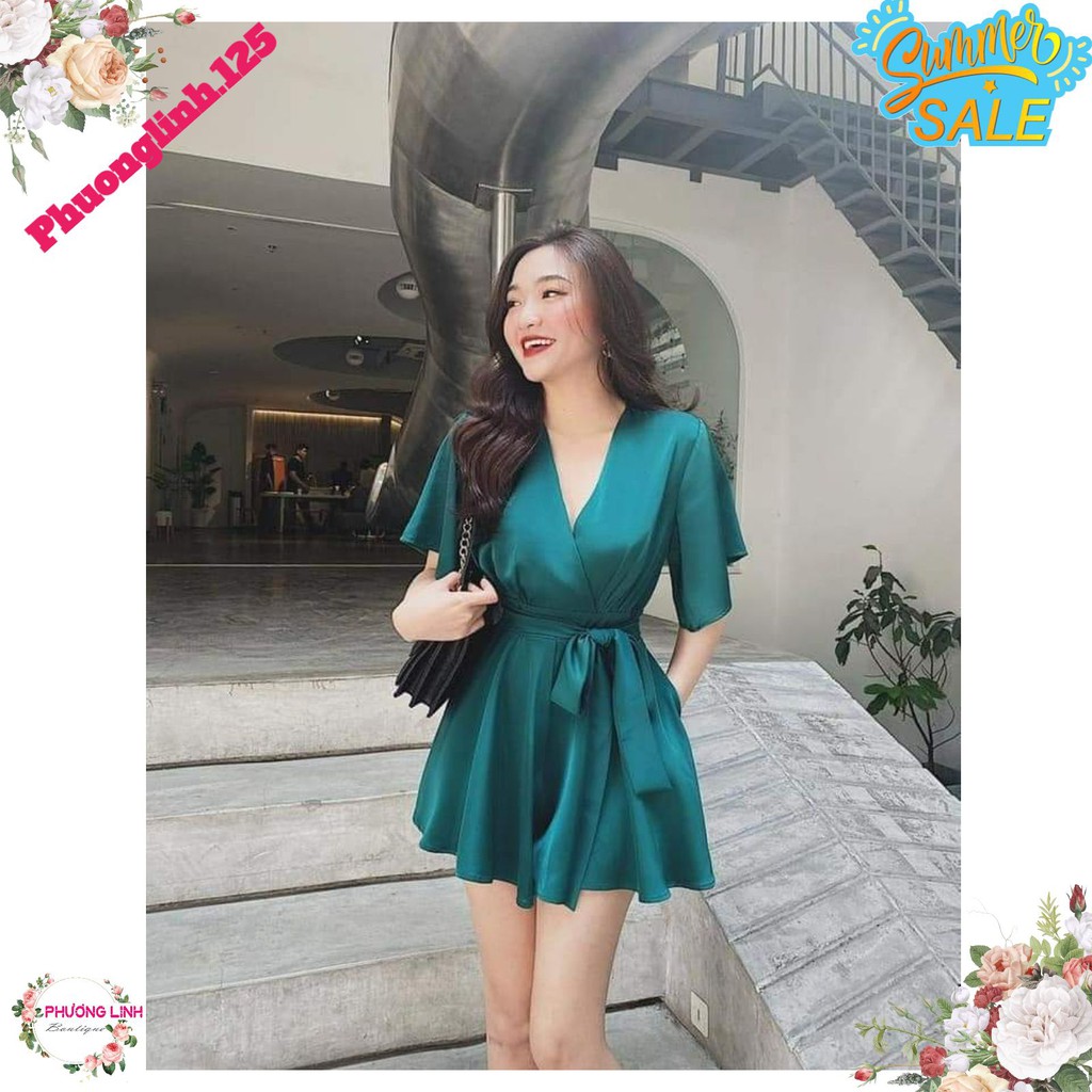 SET JUM LỤA XÒE CỔ V THẮT ĐAI